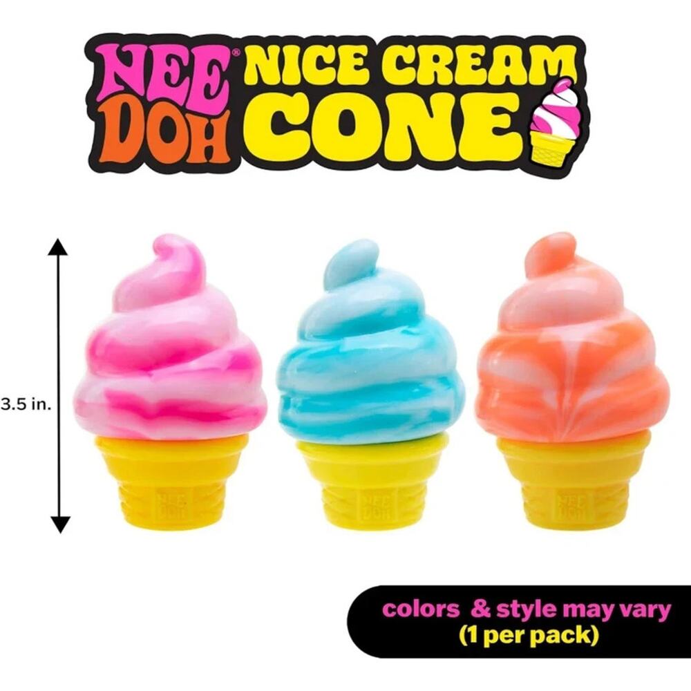 Complete 3 Set - Nee Doh Nice Cream Cone Pink Blue and Orange Color New In Box - Picture 13 of 13
